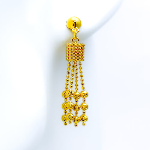 Dangling Tassel Orb 21k Gold Earrings 