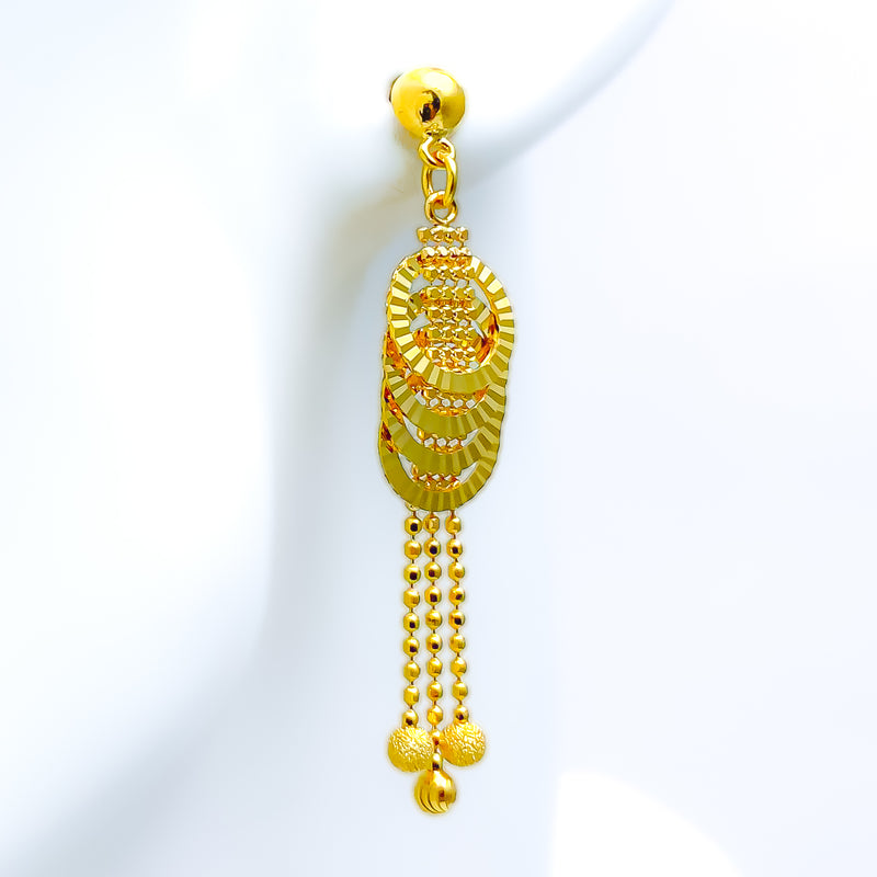 Palatial Halo Drop 21k Gold Earrings 