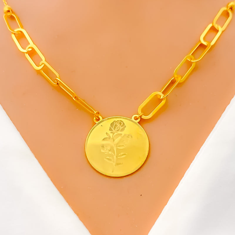 Reflective Round 4-Piece 21k Gold Coin Necklace Set 