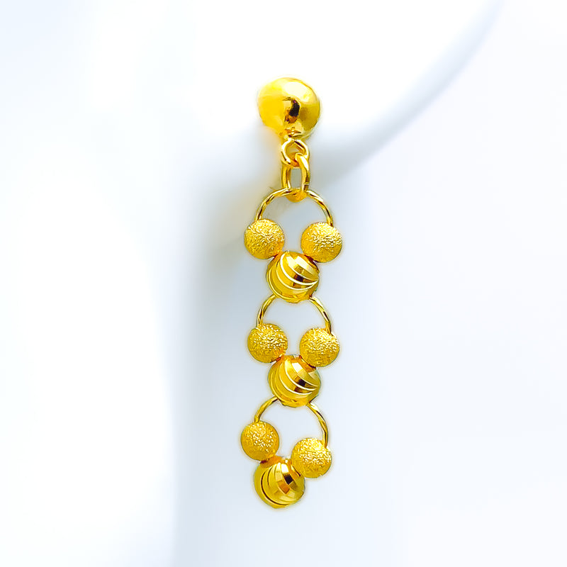 Sand Finish Interlinked Orb 21k Gold Earrings