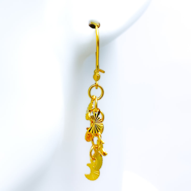 Graceful Dangling Moon 21k Gold Earrings 