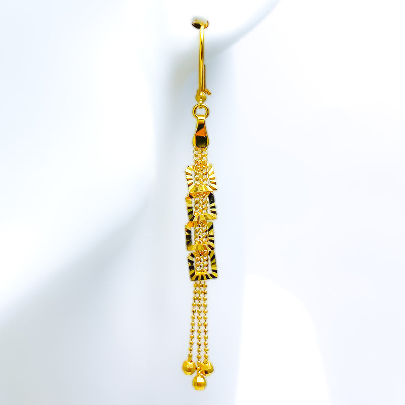 Special Striking Square 21k Gold Earrings