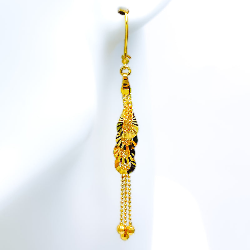 Dainty Dangling Drop 21k Gold Earrings 
