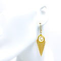 Fancy V Shaped 21k Gold Hanging Chain Earrings