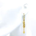 Elongated Round Hanging 21k Gold Earrings