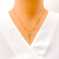 Delicate Open Flower 4-Piece 21k Gold Necklace Set