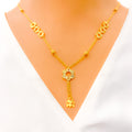 Delicate Open Flower 4-Piece 21k Gold Necklace Set