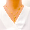 Shimmering Floral 4-Piece 21k Gold Necklace Set 