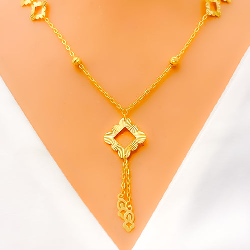Shimmering Floral 4-Piece 21k Gold Necklace Set 