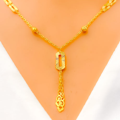 Dainty Rectangular 4-Piece 21k Gold Necklace Set 