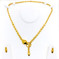 Graceful Contemporary 22K Gold Necklace Set 