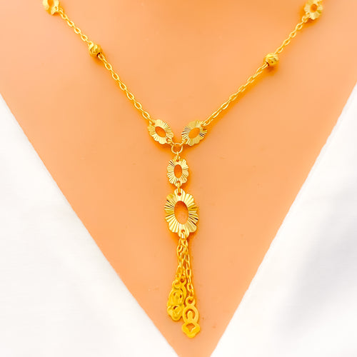 Dainty Floral 4-Piece 21k Gold Necklace Set