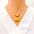 Lush Netted Flower 21k Gold Necklace 