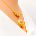 Delicate Vine Drop 21k Gold Necklace 