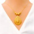 Mesh Dome Drop 21k Gold Necklace 