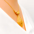 Mesh Dome Drop 21k Gold Necklace 