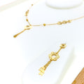 Delicate Open Flower 4-Piece 21k Gold Necklace Set