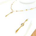 Reflective Open Marquise 4-Piece 21k Gold Necklace Set