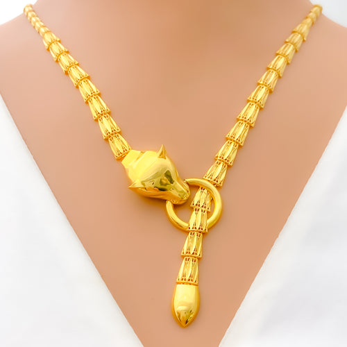 Graceful Contemporary 22K Gold Necklace Set 