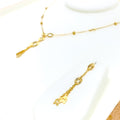 Dainty Floral 4-Piece 21k Gold Necklace Set