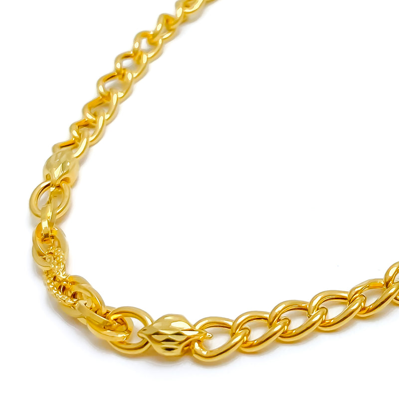 Alternating Cuban Link 22k Gold Italian Chain - 19" 