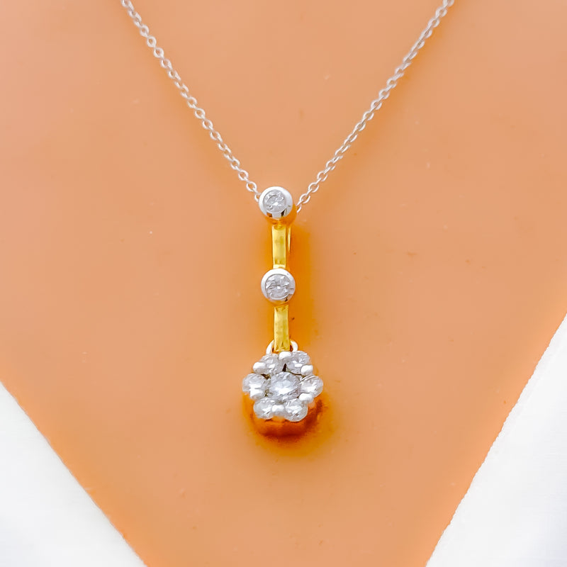 Fascinating Floral Diamond + 18k Gold Pendant Set