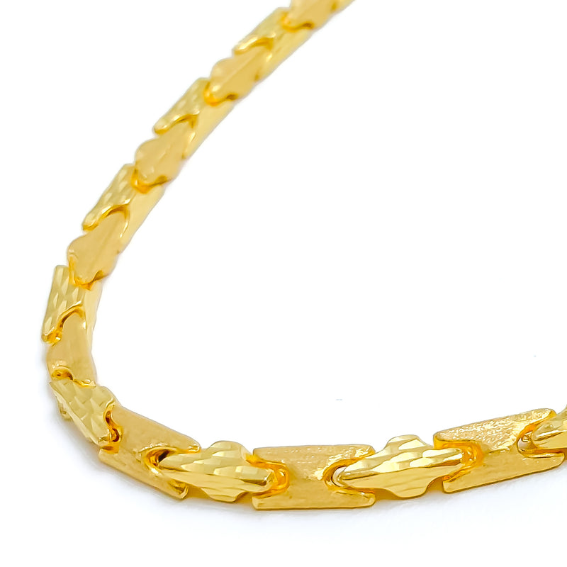 Reflective Dual Finish 22k Gold Italian Block Chain - 20"