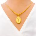 Attractive Etched Oval 21K Gold Pendant 