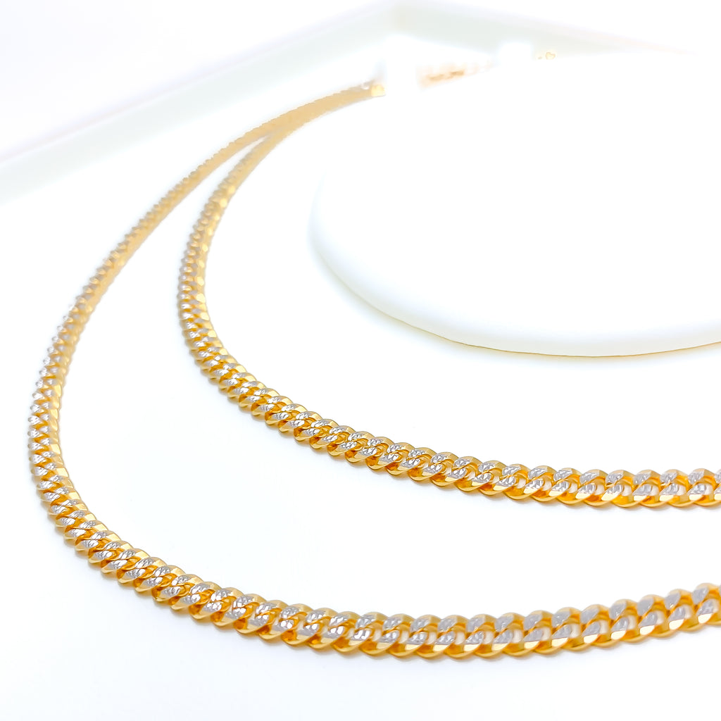 Frosted 22K Gold Link Chain - 18