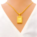 Glossy Inscribed 21K Gold Bar Pendant 