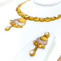 Special Lavender Enamel 22k Gold Necklace Set