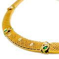 Embossed Paisley Accented 22k Gold Choker Necklace