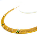 Embossed Paisley Accented 22k Gold Choker Necklace