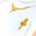 Opulent Leaf Accented 22k Gold Necklace Set 