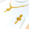 Unique Flower Adorned 22k Gold Necklace Set 