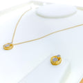 Ornate Octagonal Diamond + 18k Gold Necklace Set