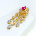 Stylish Floral Drop Diamond + 18k Gold Necklace Set 