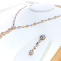 Delicate Dangling Drop Diamond + 18k Gold Necklace Set 
