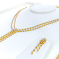 Graceful Hanging Drop Diamond + 18k Gold Necklace Set 