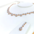 Palatial Graduating Drop Diamond + 18k Gold Necklace Set 