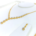 Asymmetrical Radiant Round Diamond + 18k Gold Necklace Set