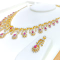 Extravagant Royal Drop Diamond + 18k Gold Necklace Set 