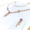 Charming Chic Diamond + 18k Rose Gold Necklace Set 