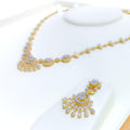 Fascinating Floral Diamond + 18k Gold Necklace Set 