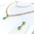 Sophisticated Sparkling Diamond + 18k Gold Drop Necklace Set 