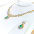 Brilliant Artistic Floral Drop Diamond + 18k Gold Necklace Set 