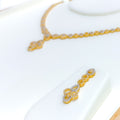 Embellished Graduating Drop 22k Gold CZ Necklace Set 