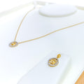 Majestic Round Diamond + 18k Gold Necklace Set 