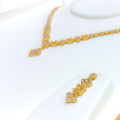 Bright Gleaming Floral 22k Gold CZ Necklace Set 