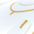 Impressive Sleek Sparkling 22k Gold CZ Necklace Set 